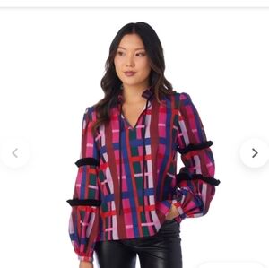 CROSBY by Mollie Burch Multicolor Plaid Blouse